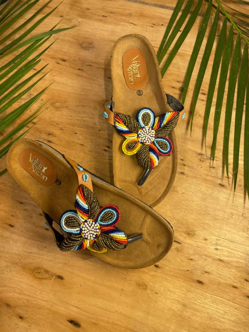 Floral beaded sandals