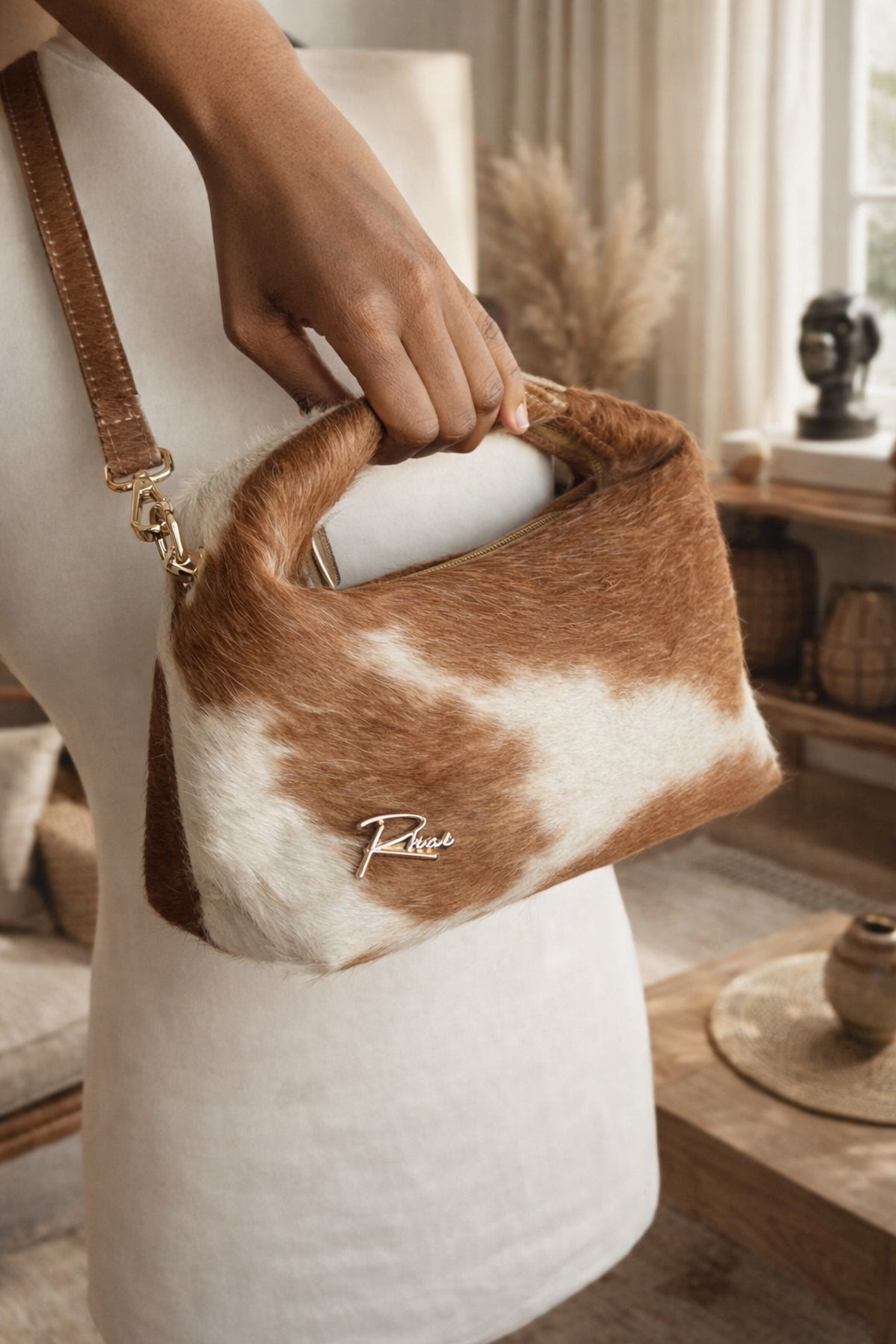 Cow-hide Mini hobo bag